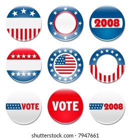 Set of 9 election campaign badges