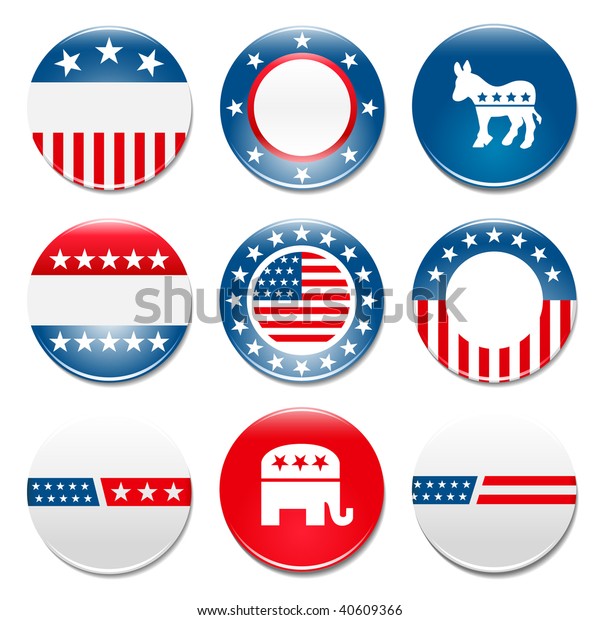 Set of 9 election campaign\
badges