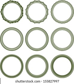 Set Of 9 Elegant Round Frames