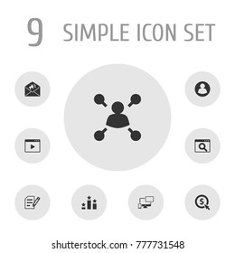 Set Of 9 Engine Icons Set.Collection Of Guest, Sale, Magnifier And Other Elements.