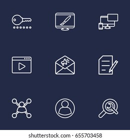 Set Of 9 Engine Outline Icons Set.Collection Of Choice, Web Design, Style And Other Elements.