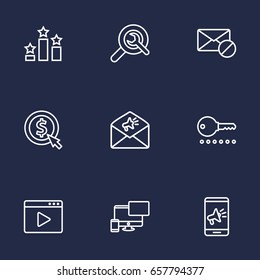 Set Of 9 Engine Outline Icons Set.Collection Of Style, Running Title, Marketing And Other Elements.