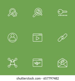 Set Of 9 Engine Outline Icons Set.Collection Of Running Title, Advertising, Choice And Other Elements.