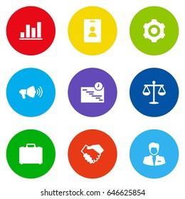 Set Of 9 Enterprise Icons Set.Collection Of Id Card, Speaker, Balance And Other Elements.