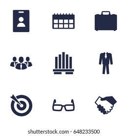 Set Of 9 Enterprise Icons Set.Collection Of Clothes, Suitcase, Building And Other Elements.