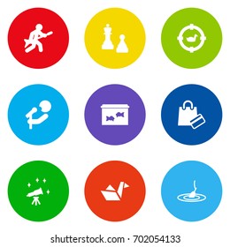 Set Of 9 Entertainment Icons Set.Collection Of Singer, Telescope, Paper Figure And Other Elements.