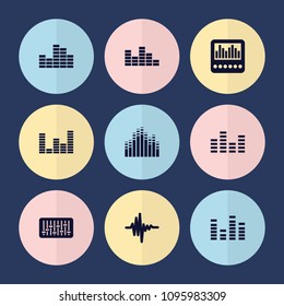 Set of 9 equalizer filled icons such as