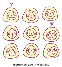 Set of 9 facial expressions