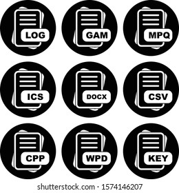 Set Of 9 File Format Icons For Mobile Application and websites
