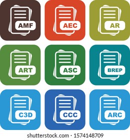 Set Of 9 File Format Icons For Mobile Application and websites
