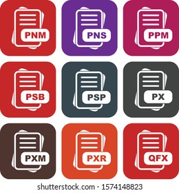 Set Of 9 File Format Icons For Mobile Application and websites
