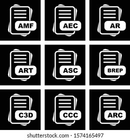 Set Of 9 File Format Icons For Mobile Application and websites
