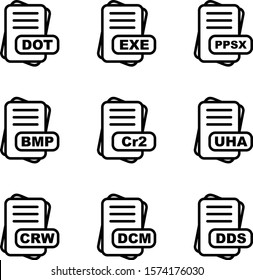 Set Of 9 File Format Icons For Mobile Application and websites
