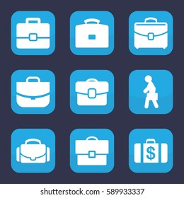 Set of 9 filled brief icons such as Money case
