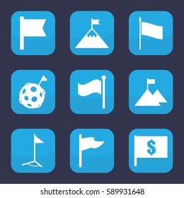 Set of 9 filled flag icons