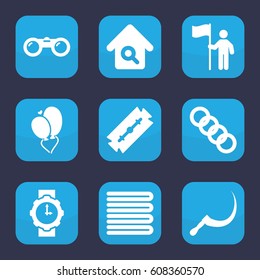 Set of 9 filled flat icons 