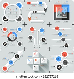 Set of 9 flat minimal infographic templates. Vector. 