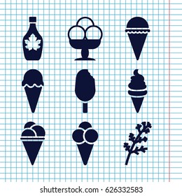 Set of 9 flavor filled icons such as ice cream