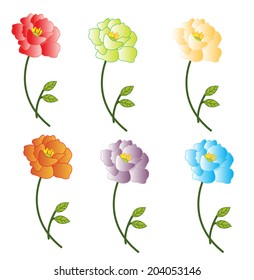 Set of 9 flower icon