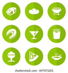 Set Of 9 Food Icons Set.Collection Of Barbecue, Sorbet, Pepperoni And Other Elements.