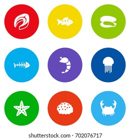 Set Of 9 Food Icons Set.Collection Of Shell, Sea Star, Medusa And Other Elements.