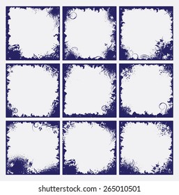 Set of 9 frames in grunge style.