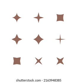 Conjunto de 9 formas geométricas - estrellas, rhombus. Signo de diseño lineal moderno - estrellas, rhombus.