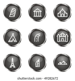 Set of 9 glossy web icons (set 11). Black color.