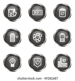 Set of 9 glossy web icons (set 16). Black color.