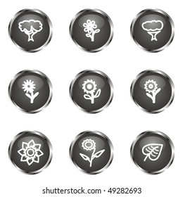 Set of 9 glossy web icons (set 18). Black color.