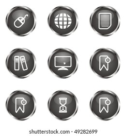 Set of 9 glossy web icons (set 22). Black color.