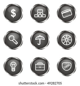 Set of 9 glossy web icons (set 24). Black color.