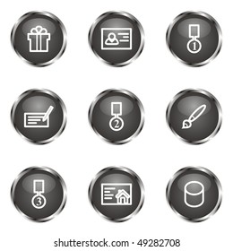 Set of 9 glossy web icons (set 25). Black color.