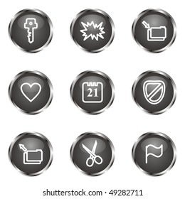 Set of 9 glossy web icons (set 27). Black color.