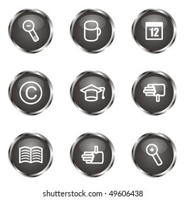 Set of 9 glossy web icons (set 20). Black color.