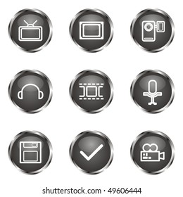 Set of 9 glossy web icons (set 30). Black color.