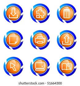 Set of 9 glossy web icons (set 28). Isolated button in various color.