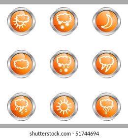 Set of 9 glossy web icons (set 4). Metallic circle.