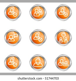Set of 9 glossy web icons (set 7). Metallic circle.