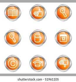 Set of 9 glossy web icons (set 20). Metallic circle.