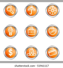 Set of 9 glossy web icons (set 24). Metallic circle.