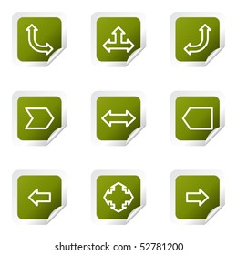 Set of 9 glossy web icons (set 12). Green square with corner.