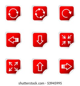 Set of 9 glossy web icons (set 2). Red square with corner.
