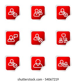 Set of 9 glossy web icons (set 7). Red square with corner.