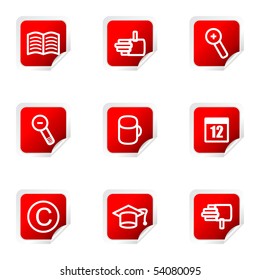 Set of 9 glossy web icons (set 20). Red square with corner.