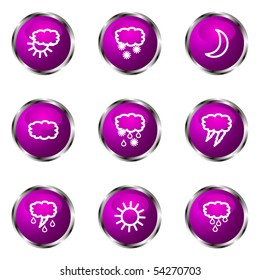 Set of 9 glossy web icons (set 4). Violet color.