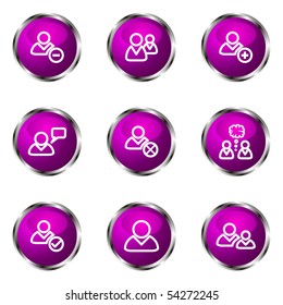 Set of 9 glossy web icons (set 7). Violet color.