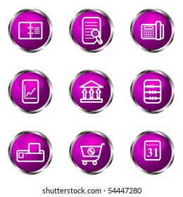 Set of 9 glossy web icons (set 36). Violet color.