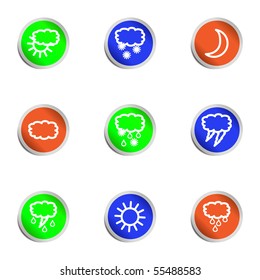 Set of 9 glossy web icons (set 4). Color circle.