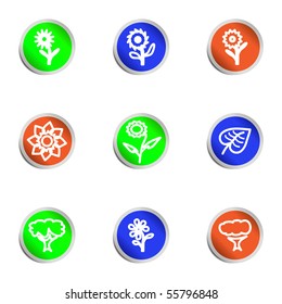 Set of 9 glossy web icons (set 18). Color circle.